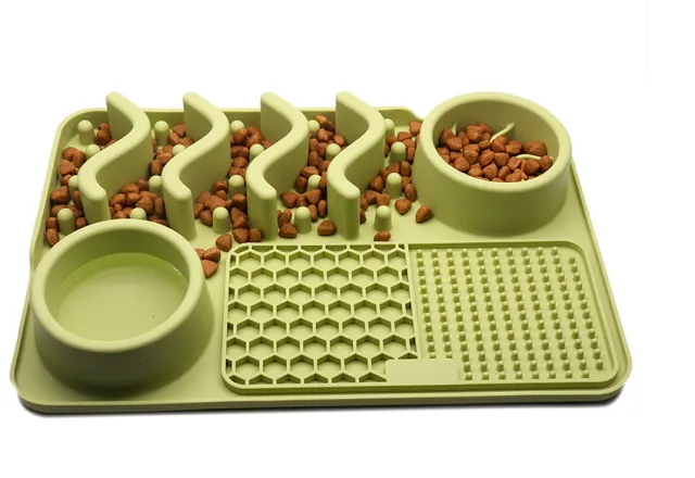 Multi functional Pet Food Bowl Slow Food Dinner Basin Pad Light Green - Shop at LoveMi