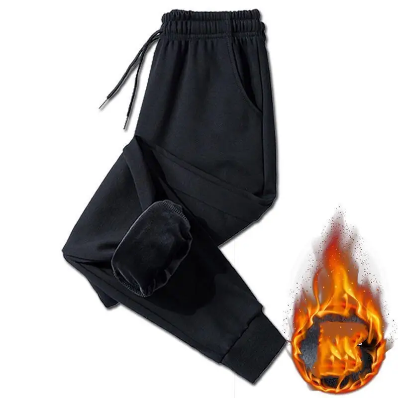 Lamb Cashmere Thickened Sports Casual Straight Pants For Men
