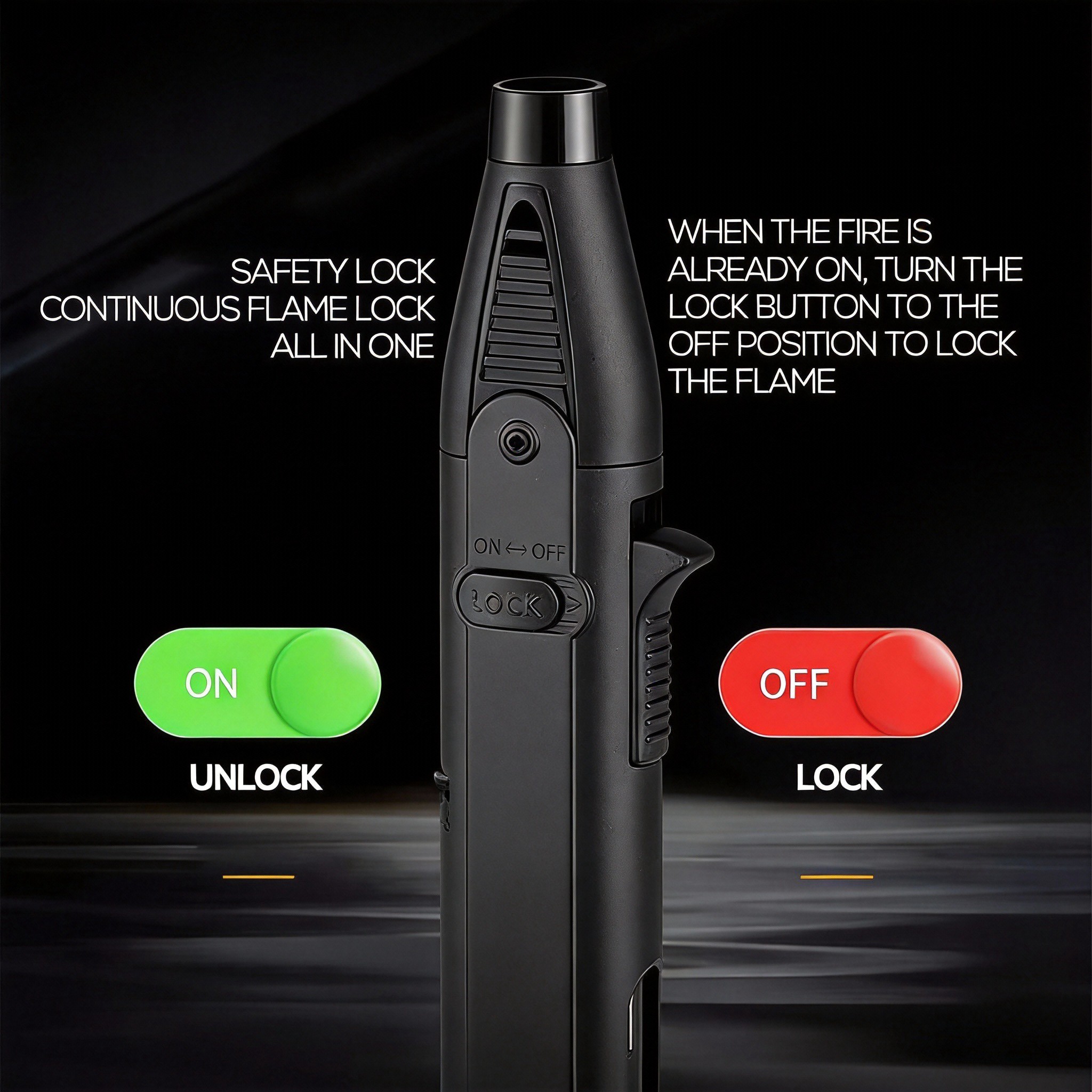 Outdoor Windproof Lighter, Torch Lighter, Blue Flame Lighter With Safety Lock, Suitable For Candles, Barbecue, Stove Walls, Camping Gifts  Excluding Butane Gas — foto 2