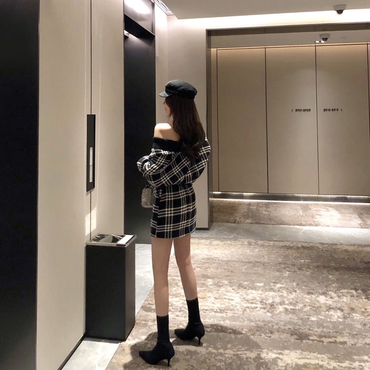 Hepburn Style Fashion Western Knitted Two-piece Suit Skirt