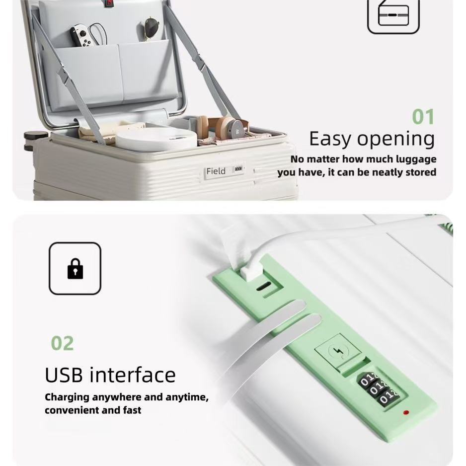 Only Supports Self Pickup Brand New 20 Inch Side Opening Small Luggage Compartment With Cup Holder, USB Port, Multifunctional Luggage, Boarding Password Box, Sturdy And Durable, Lightweight Travel B — foto 7