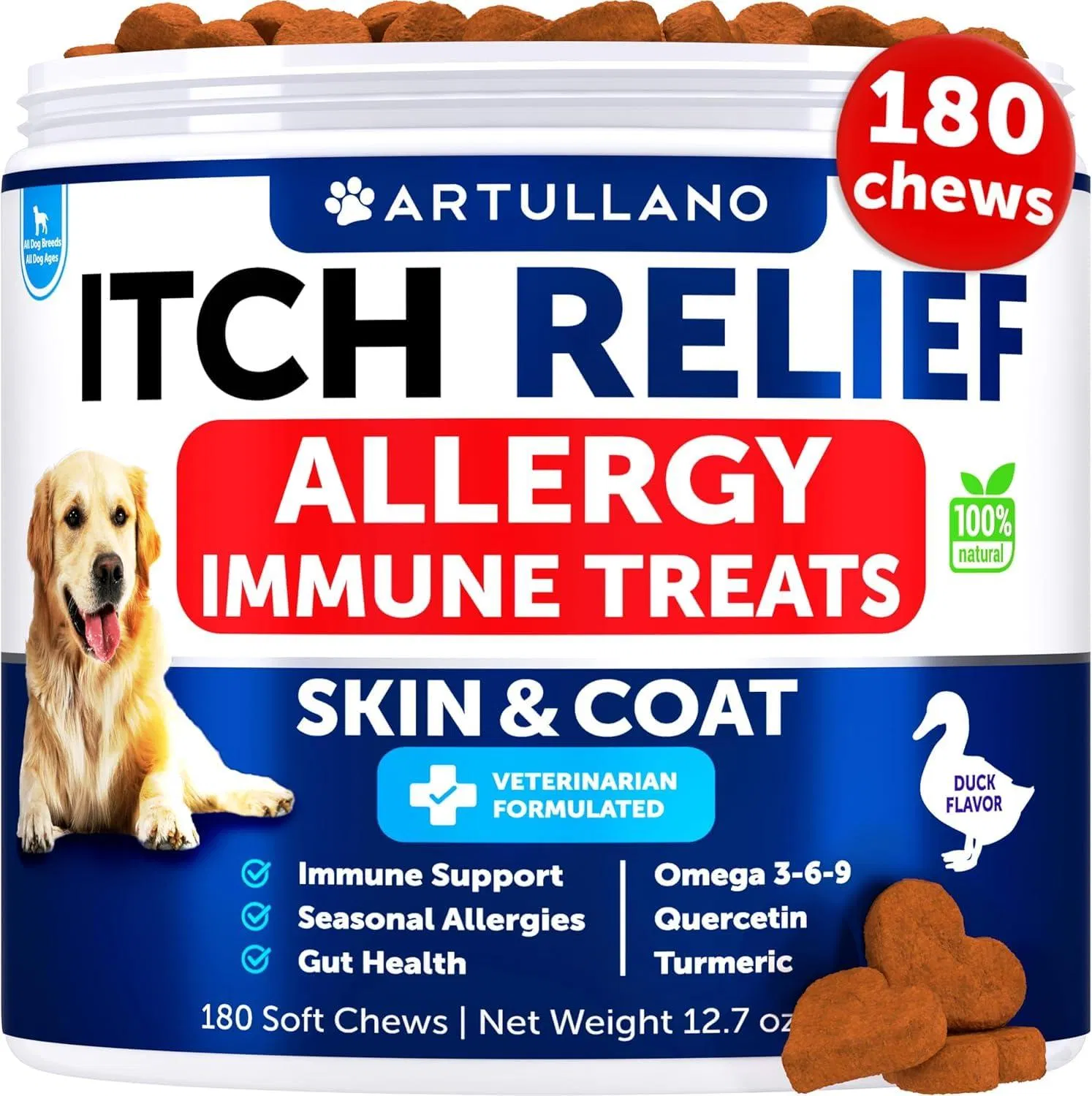 ขนมสุนัขลดอาการแพ้ คันผิวหนัง ป้องกันอาการแพ้ตามฤดูกาล น้ำมันปลา เสริมภูมิคุ้มกัน 180 ชิ้น ลดอาการคันและจุดร้อน