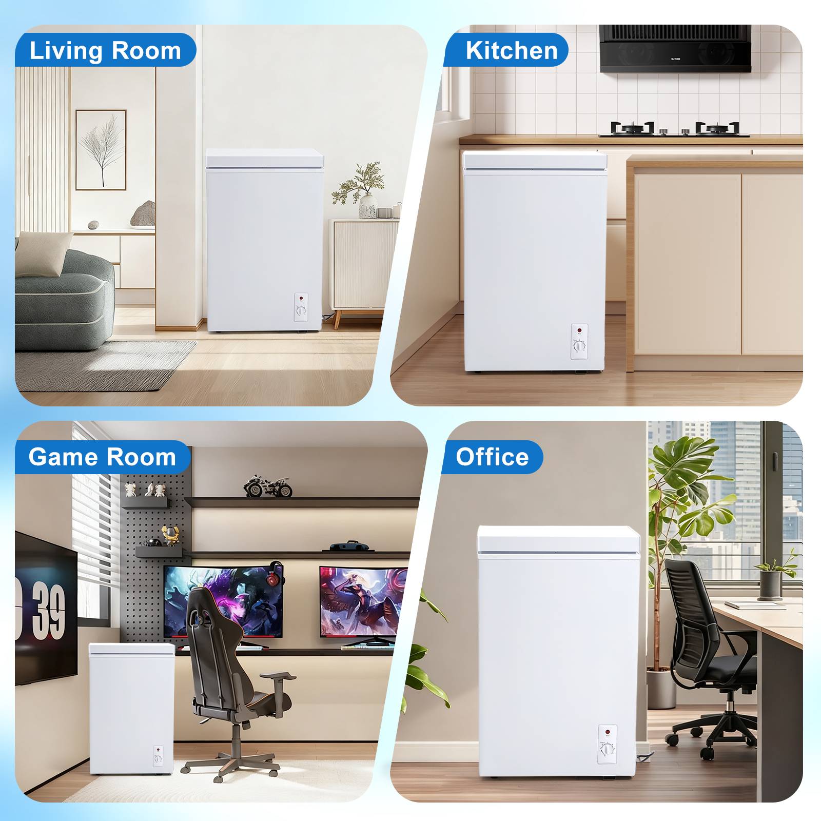 3.5 Cu.Ft Small Chest Freezer Compact Deep Freezer With 7-Level Temperature Control, Rapid Cooling, Energy Efficient & Quiet For Home, Garage, Apartment, And Kitchen, White