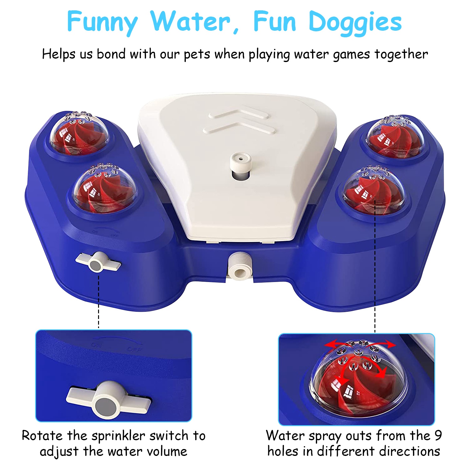 Blue-Yellow Color Options -- 1Pc Dog Water Fountain Multifunctional Automatic Pet Water Dispenser Outdoor Step-on Activated Sprinkler For Drinking Shower Fun — foto 19
