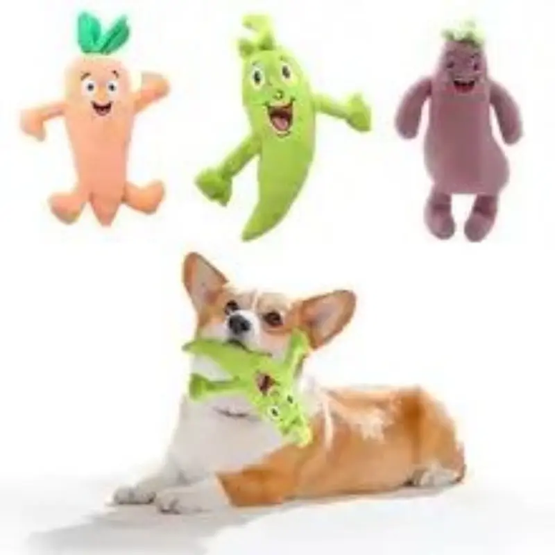 Plush Soft Dog Toy Vegetable Paradise Squeaky