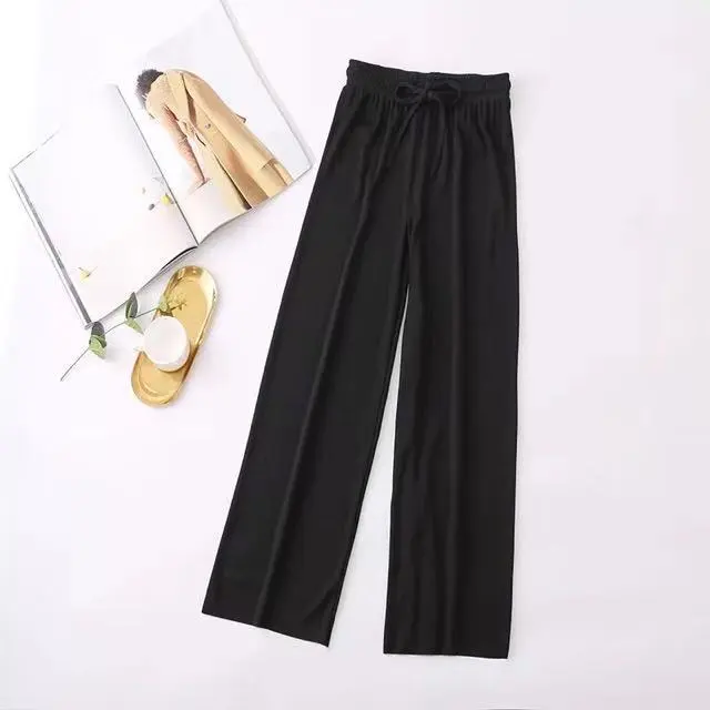 Women's Casual High Waist Long Wide Leg Pants Black - Shop at LoveMi
