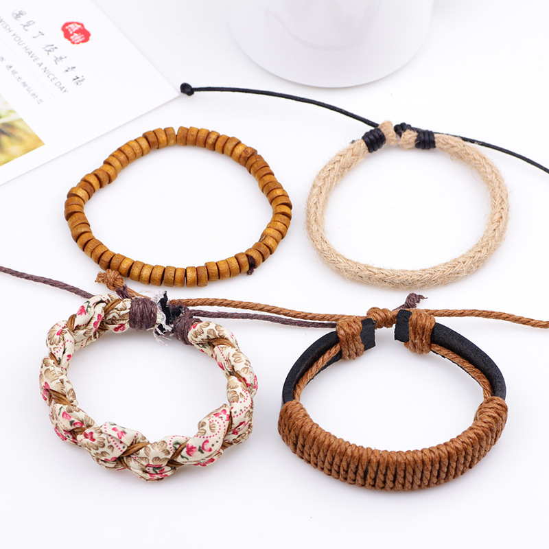 Nimei Korean Style Korean Braided Multi-piece Leather Bracelet