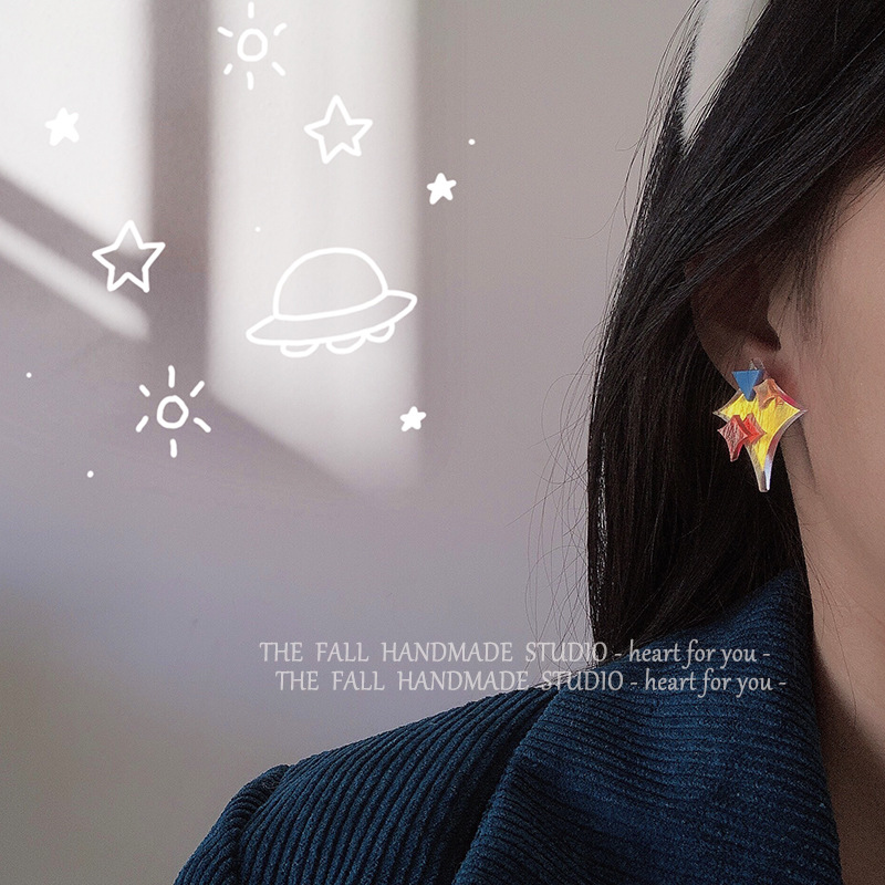 Silver Needle Original Comet Rain Laser Personalized Earrings