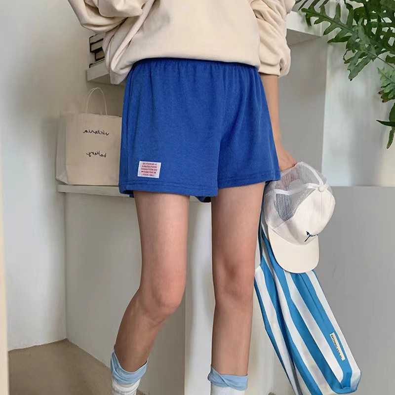 Women's Elastic High Waist Loose Casual Wide Leg Shorts Blue - Shop at LoveMi