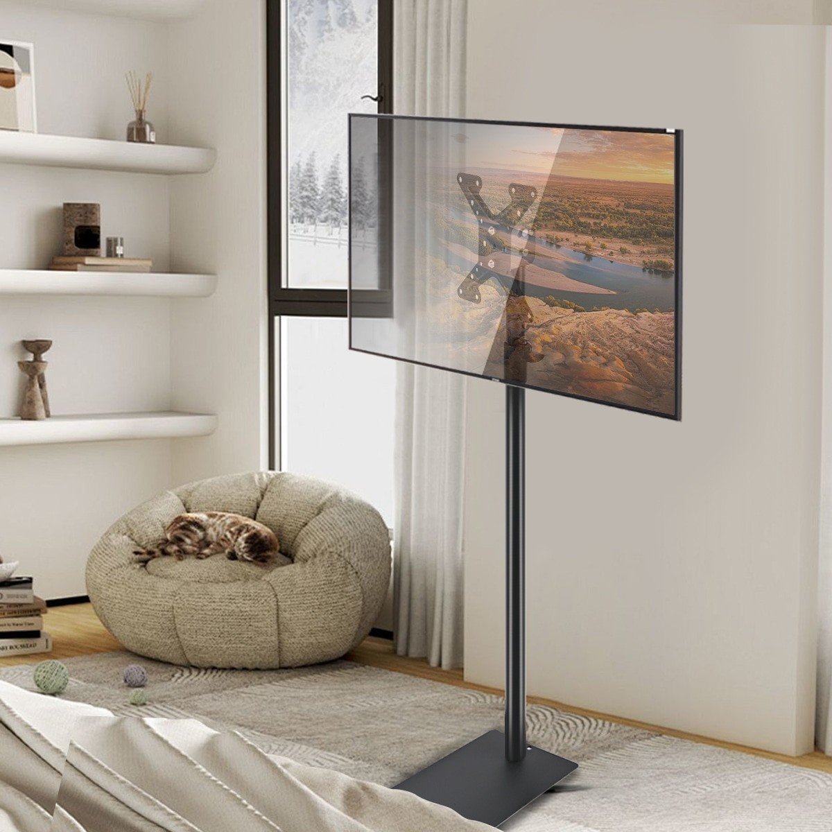 360 TV Floor Steel Stand For 14-43 Inch Screen Rotatable Height Adjustable UK — image 2