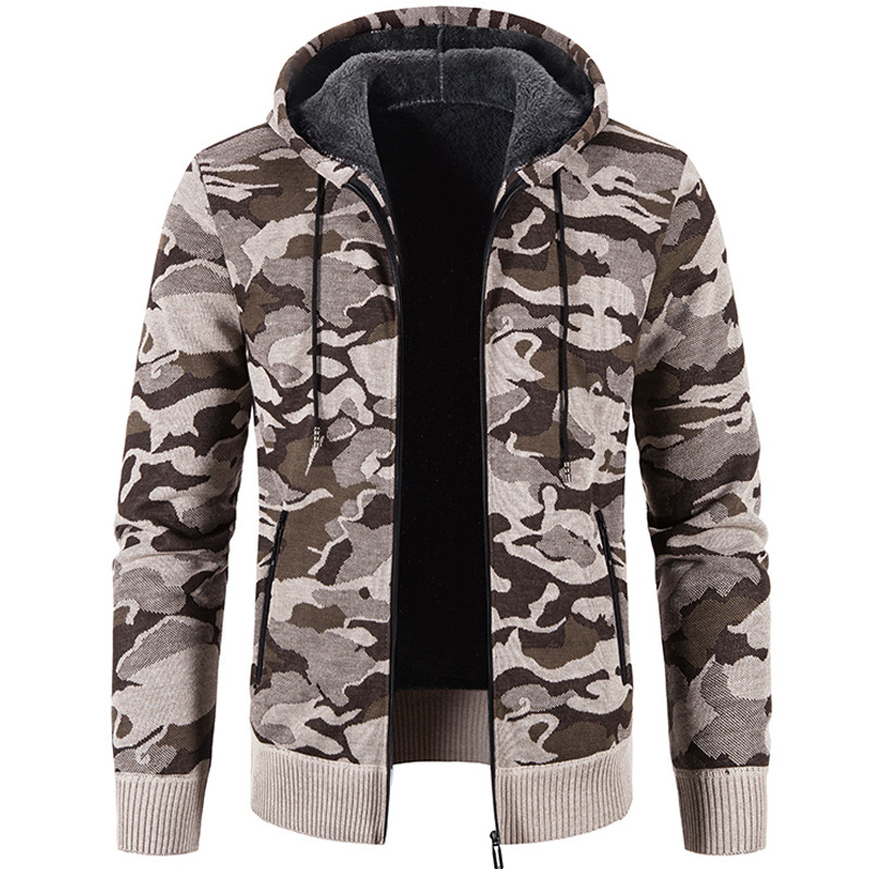 Outer Wear Camouflage Trend Sweater Top Clothes Men's Cardigan