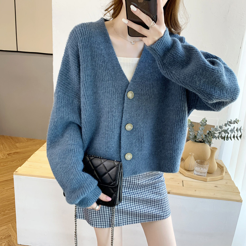 Title 5, Style paresseux couleur unie pull Cardigan vest...