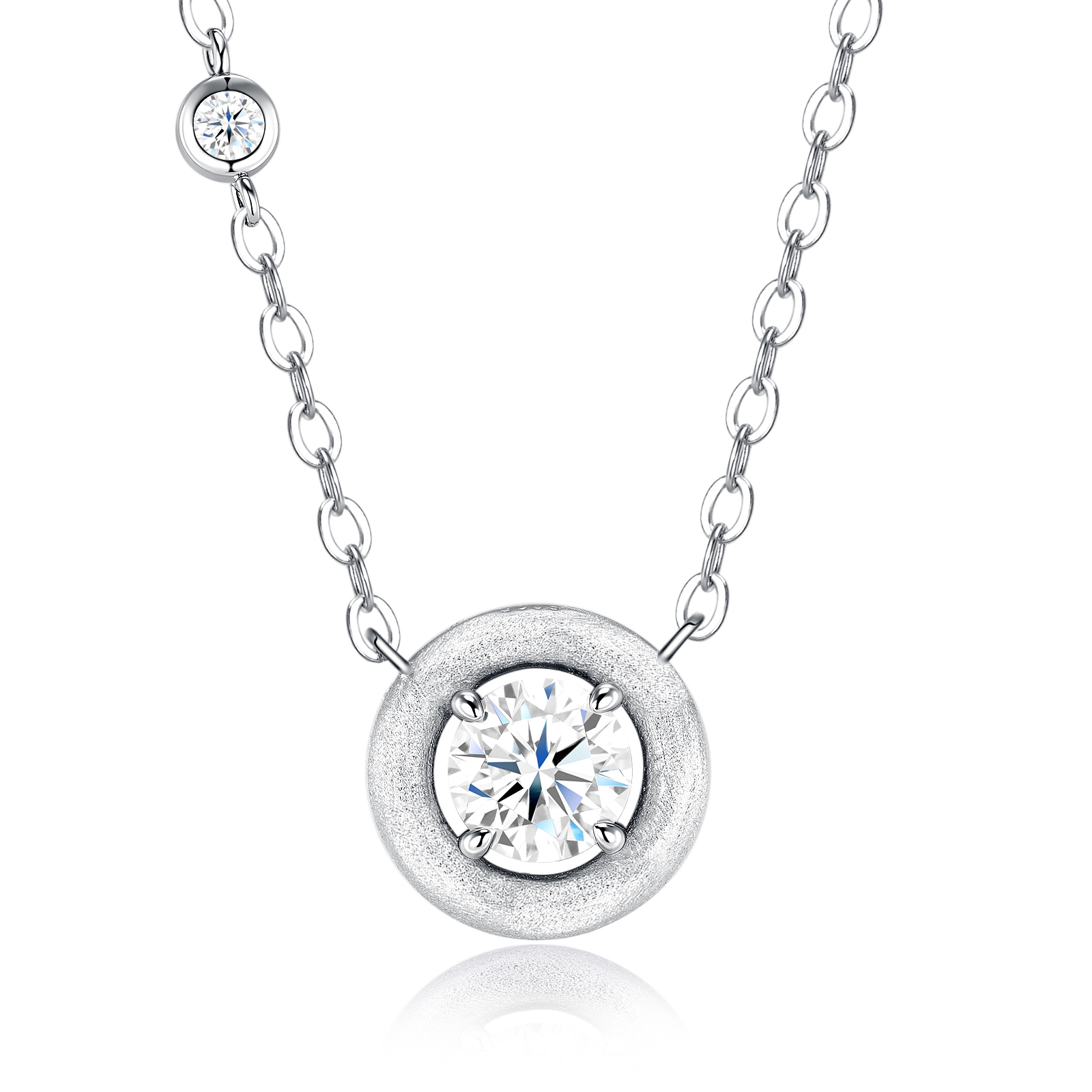 Platinum Plated Sterling Silver Moissanite Pendant