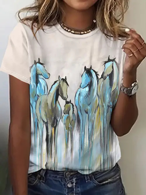 2026 Summer New Products Amazon Crossborder Trade Europe And America 3D Printed Tshirts Round Neck 3D Short Sleeve Tshir