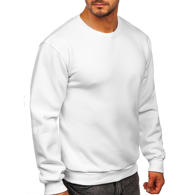 European American Hoodie With Round Neck In Solid Color