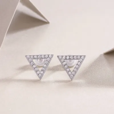 1Unique - Set With Moissanite S925 Sterling Silver And Platinum-plated Stud Earrings, Fashionable, Trendy And Affordable Jewelry Prohibit Tk Sales