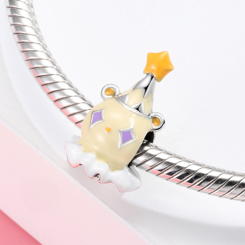 S925 Sterling Silver Circus Bracelet Beads Pendant Glue Drop Cartoon