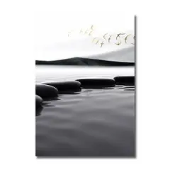 Sofa Background Wall Crystal Porcelain Painting Restaurant Entrance Painting Modern Sea Lake Canvas Set - Sea Lake - View 1