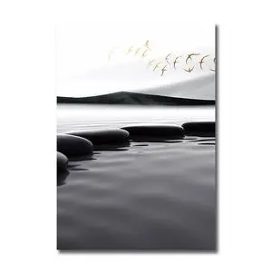 Sofa Background Wall Crystal Porcelain Painting Restaurant Entrance Painting Modern Sea Lake Canvas Set Sea Lake - Shop at LoveMi
