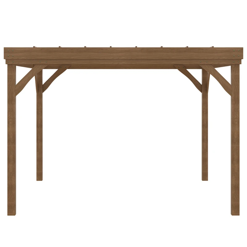 10' X 12' Outdoor Wooden Pergola, Grape Vine Gazebo With Concrete Anchors For Garden, Patio, Backyard, Deck, Brown Multiple Packages