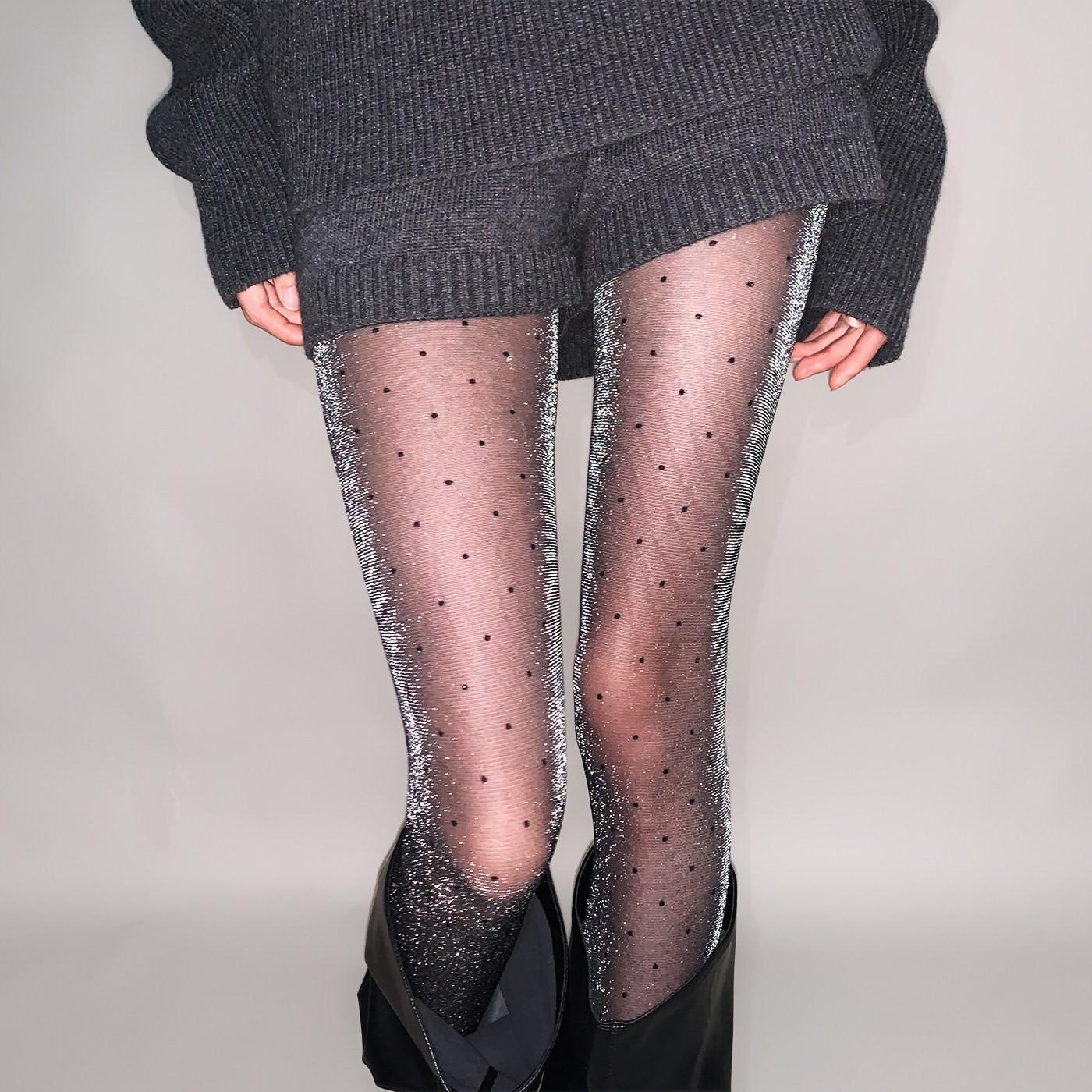 Bright Silver Silk Polka Dot Stockings Pantyhose, Personalized Spring And Summer Base Pantyhose