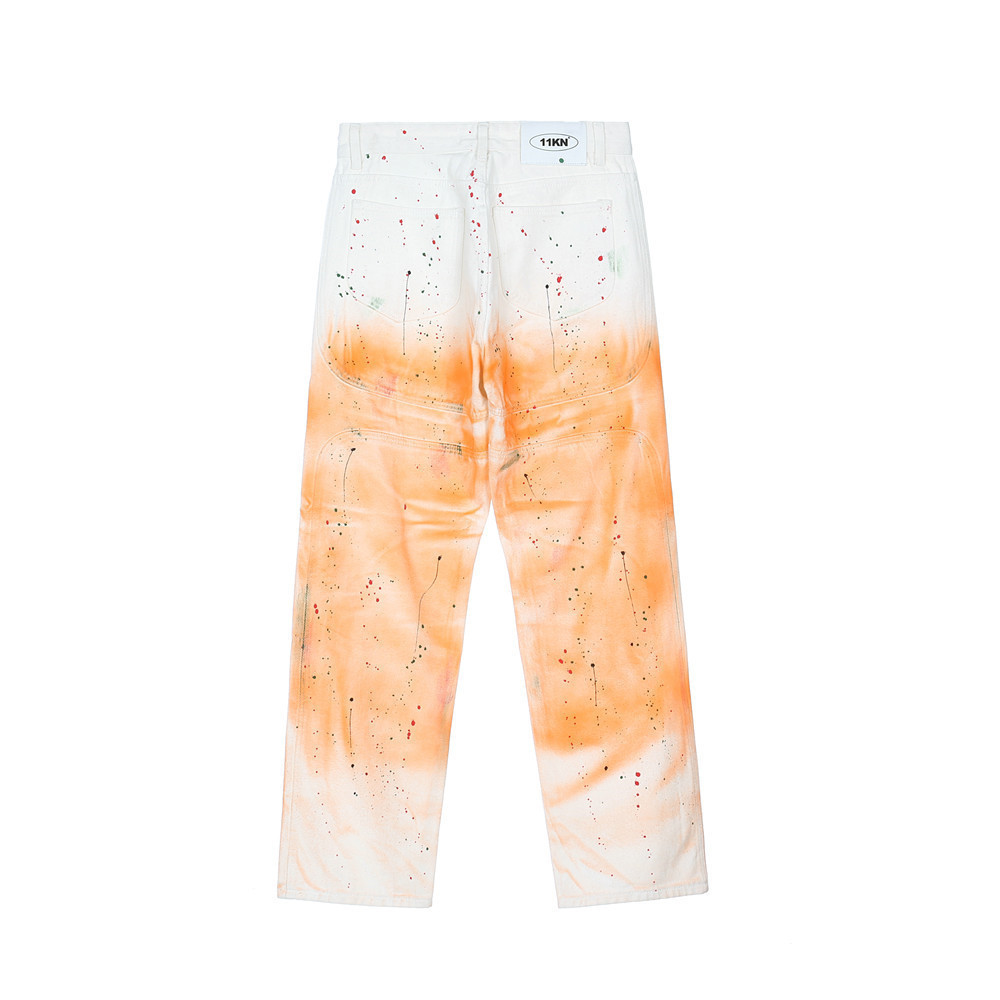 Splattered Ink Graffiti Contrast Color Denim Suit For Men