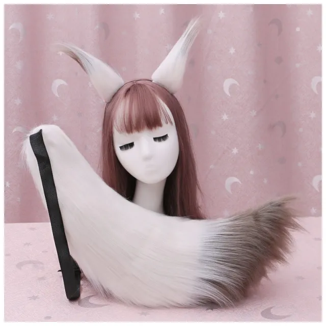Hairy Beast Ears Plush Cute Hair Accessories White Brown - Shop at LoveMi