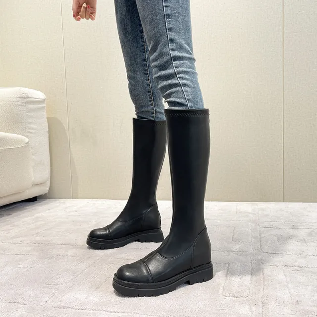 Long tube British Style High tube Rider Boots Inner Growth Boots Black - Shop at LoveMi