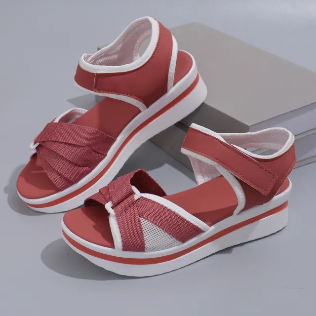Summer Mesh Cross strap Sandals With Velcro design Thick Sole Flats Beach Shoes Women Bean Size39 - Shop at LoveMi