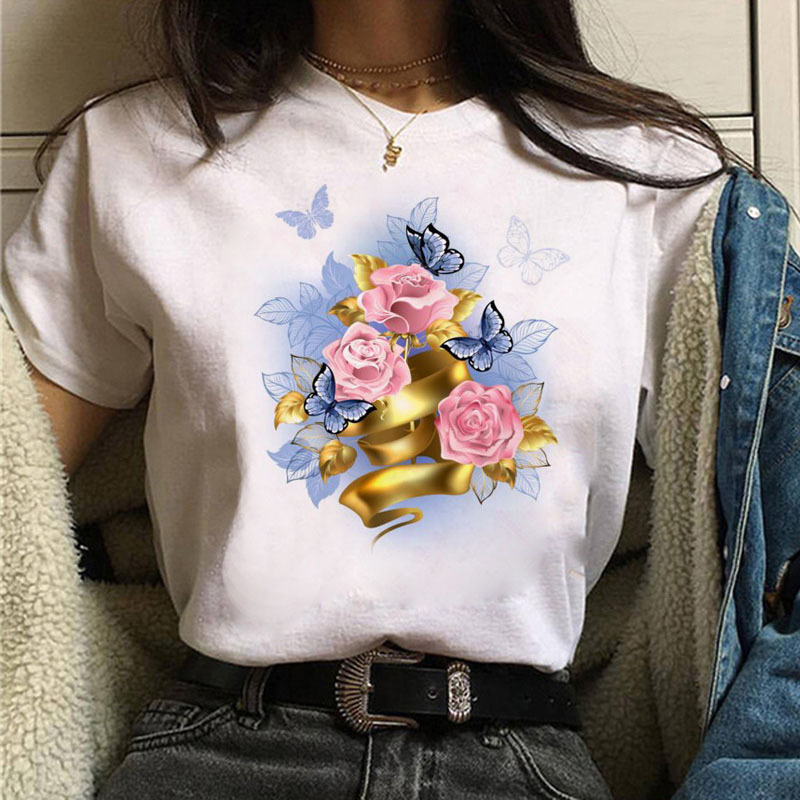 Title 6, Butterfly Flower Ice Cream Print Short Sleeve