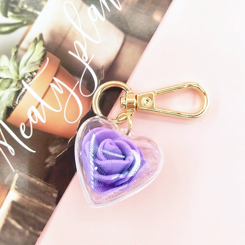 Valentine's Day Creative Gift Rose Forever Flower Key Chain Purple - Shop at LoveMi