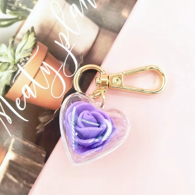 Valentine's Day Creative Gift Rose Forever Flower Key Chain Purple - Shop at LoveMi