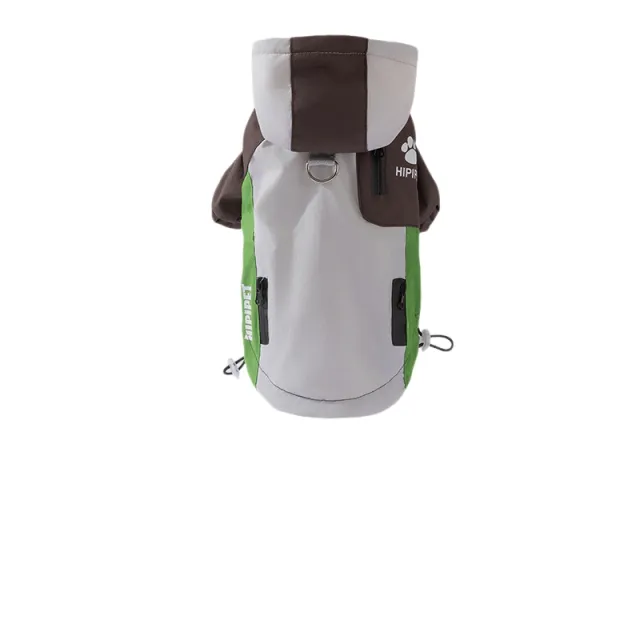 Waterproof Dog Outdoor Jacket With Hood & Multiple Pockets, Reflective Pet Hiking Coat With Leash Ring Brown - Shop at LoveMi
