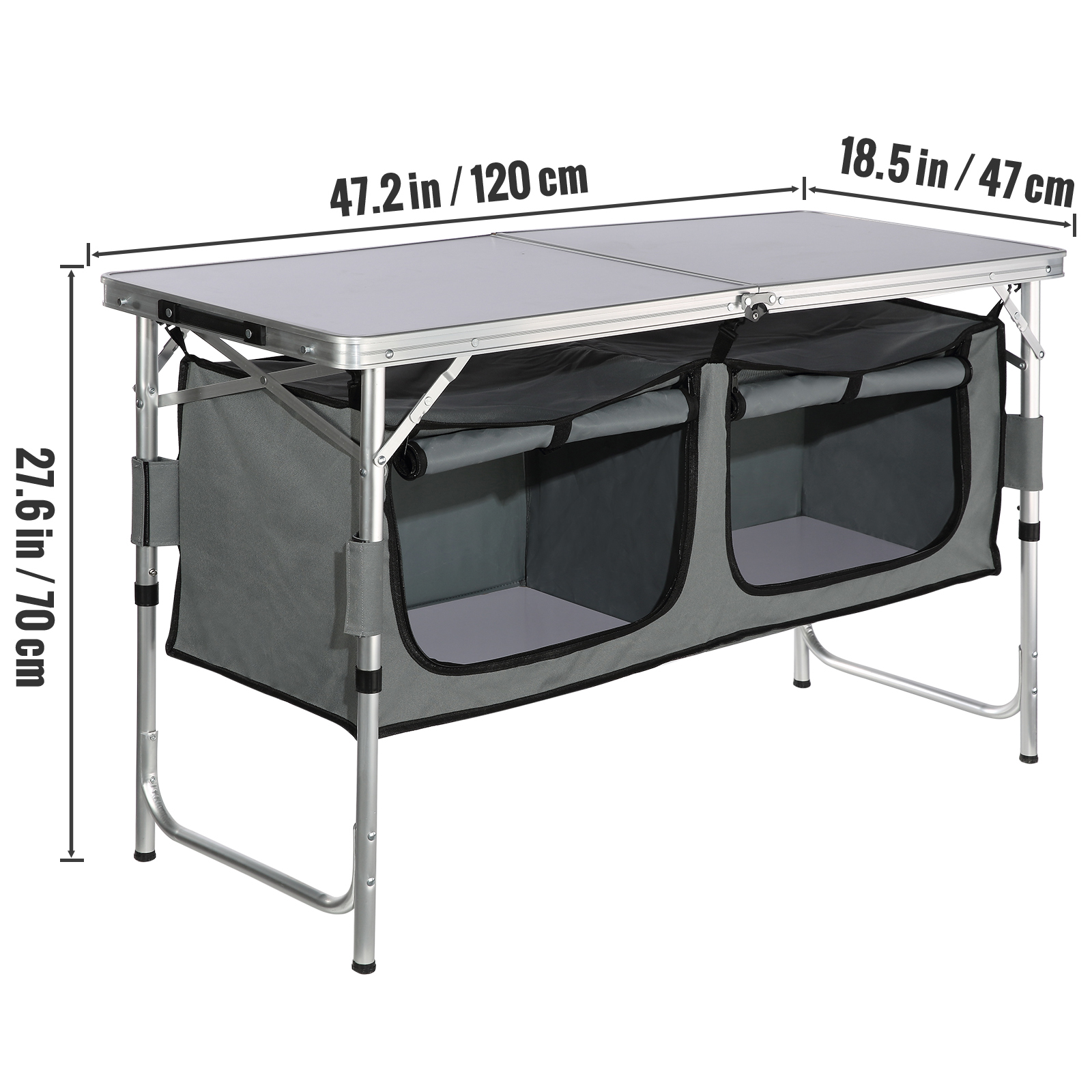 VEVOR Camping Kitchen Table, Quick Set-up Folding Camping Table, 3 Adjustable Heights, MDF Camping Table, Ideal For Outdoor Picnics, BBQs, Camping, RV Traveling — foto 4