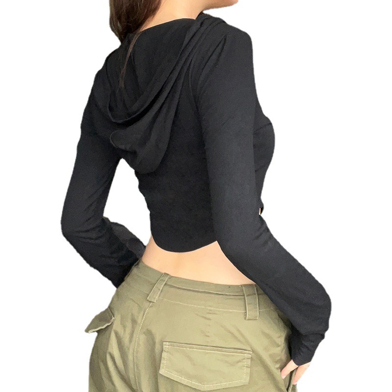 Women's Fashion Outdoor Casual Print Metal Buckle Hooded T-shirt