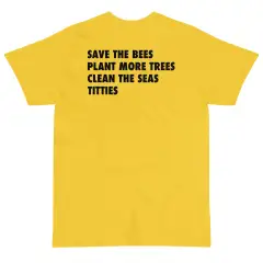 SAVETHE BEES PLANT MORE TREES CLEAN THE SEAS TITTIES - Yellow - View 1