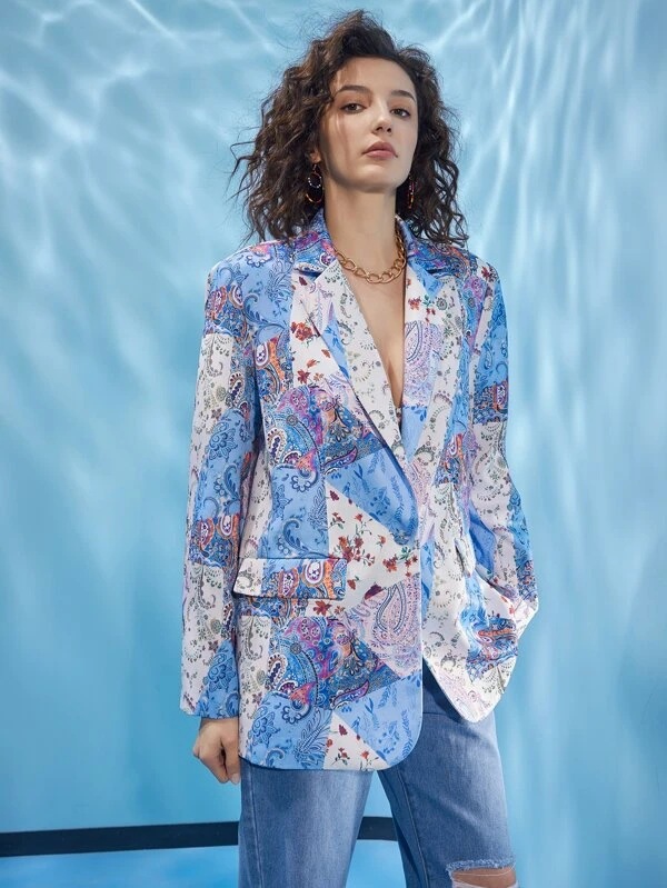 Women's Long Sleeves Printed Suit Jacket
