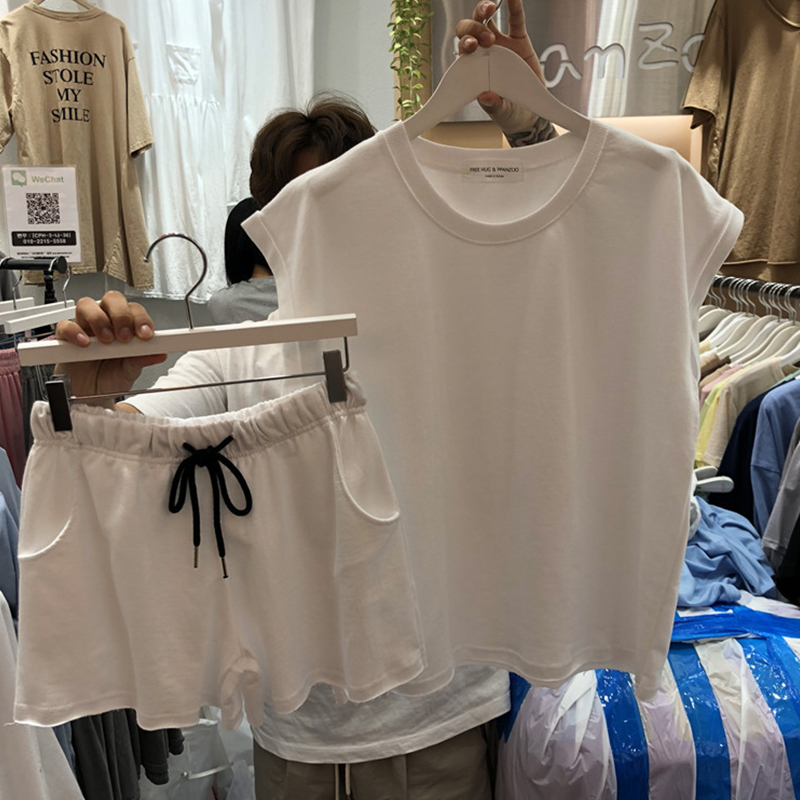 Korean Style Loose Small Tall Shorts Sleeveless T-shirt Two-piece