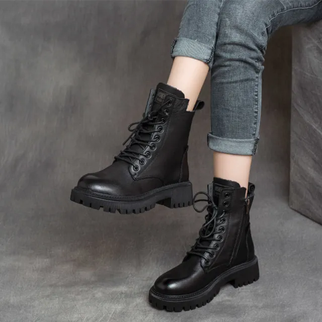 Martin Boots Women's British Style Short Boots Black - Shop at LoveMi