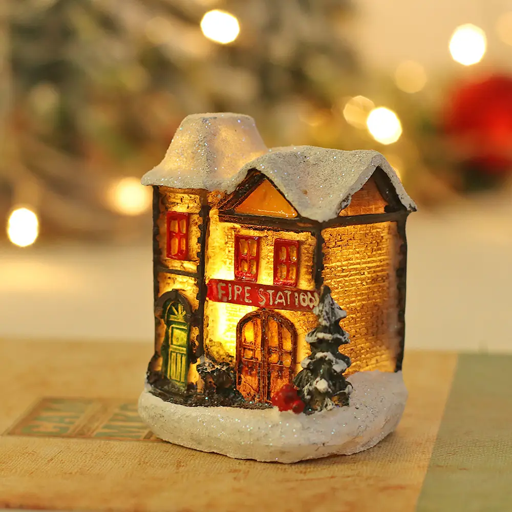Resin Crafts Color Glowing Snow House Ornament