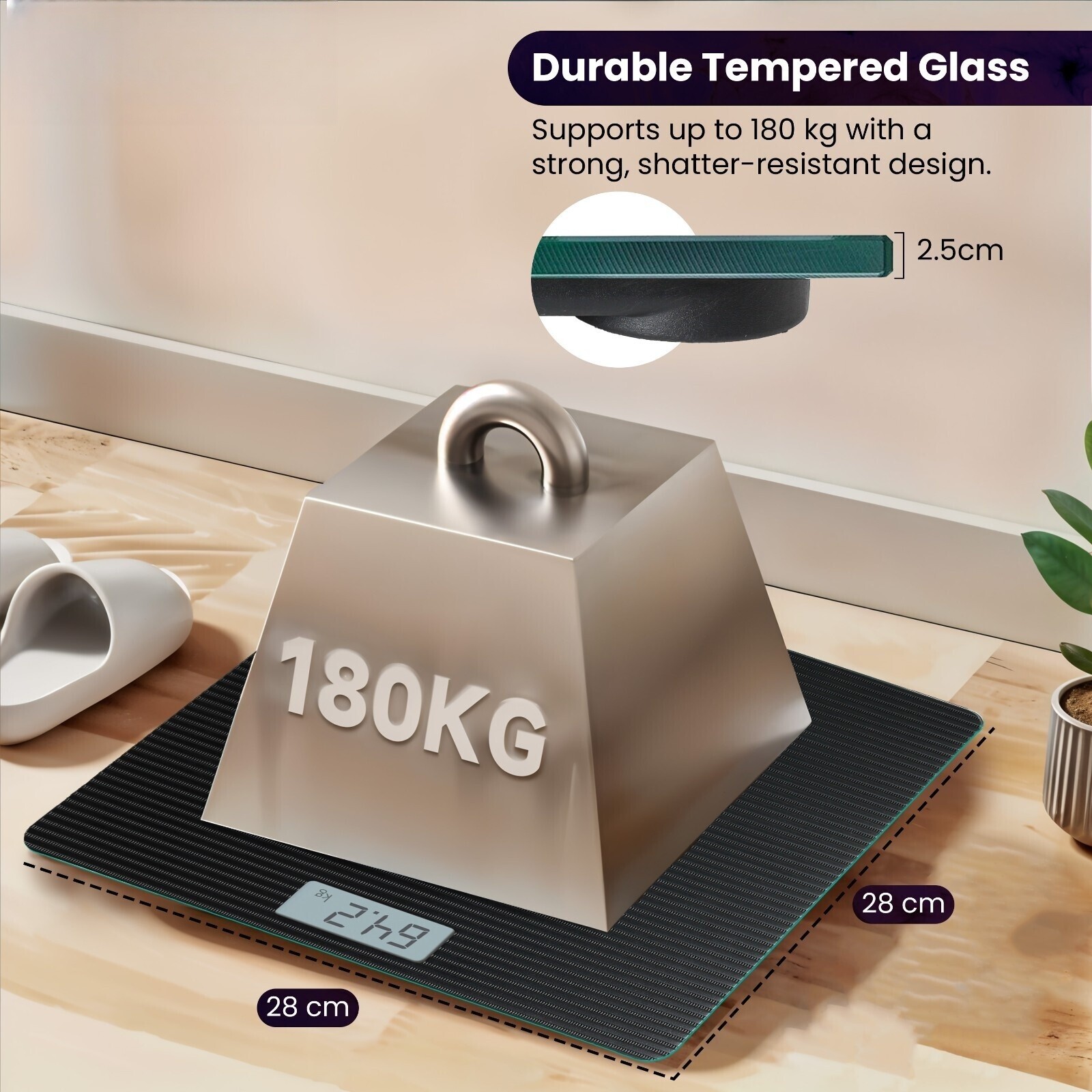 Digital Bathroom Scales 180KG Body Weight Weighing Scale Smart LED Electronic — image 9
