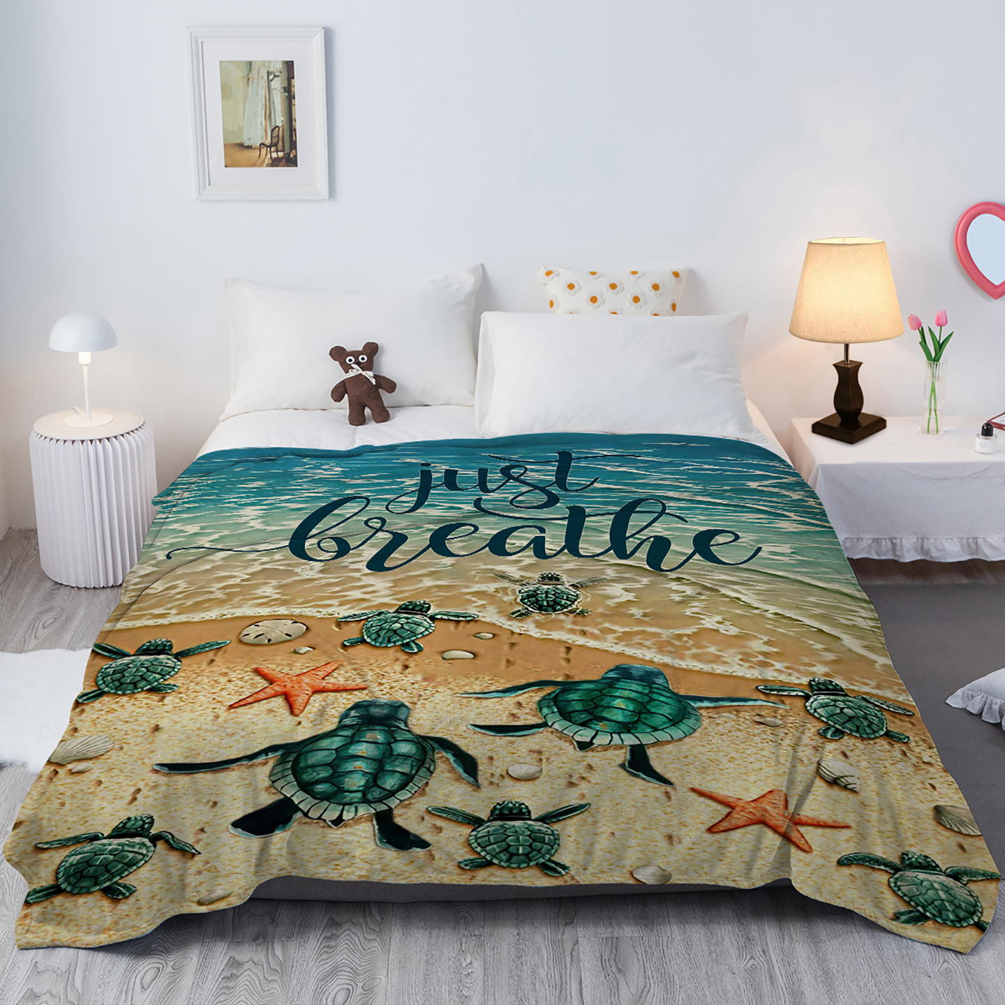 Tropical Baby Sea Turtle Flannel Fleece Blanket 3D Ocean Waves Flannel Soft Plush Throw Blanket Cozy Blankets For Bed Chair Car Sofa Couch Bedroom 150x200cm Temu Can Only Be Self-picked Up