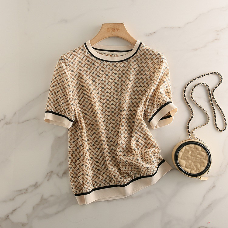 Women's Silk Short Sleeve T-shirt Top