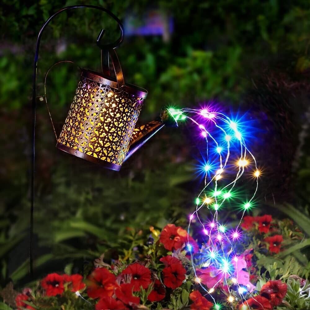2PCS Solar Watering Can Lights Copper Fairy Lights Garden Yard Patio Decor