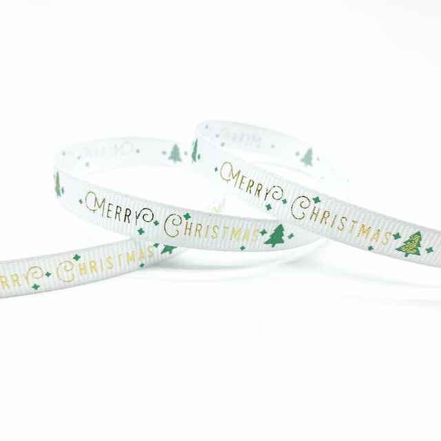 Size 5 10mm Christmas Ribbon Printed Grosgrain Ribbon