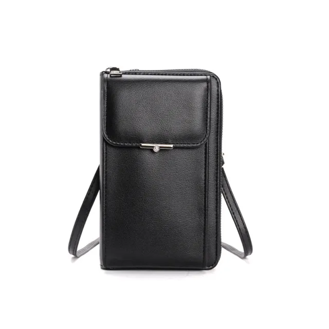 Fashion Large Capacity Mobile Phone Bags Women Small Zipper Crossbody Shoulder Bag Long Wallet Black - Shop at LoveMi