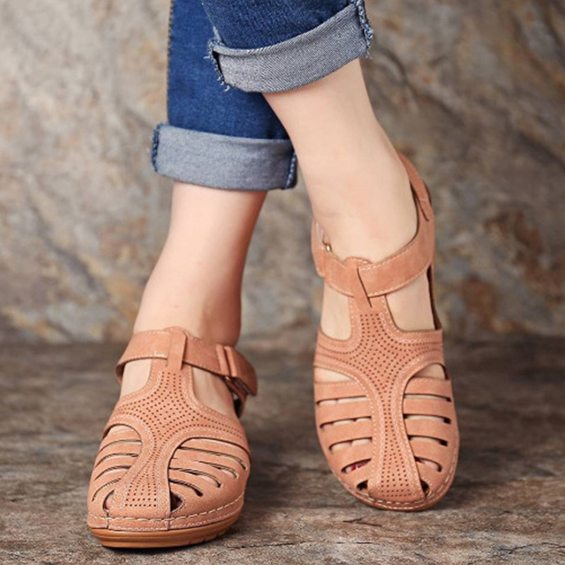 Title 5, Damen Plus Size Retro Sandalen mit runder Zehen...