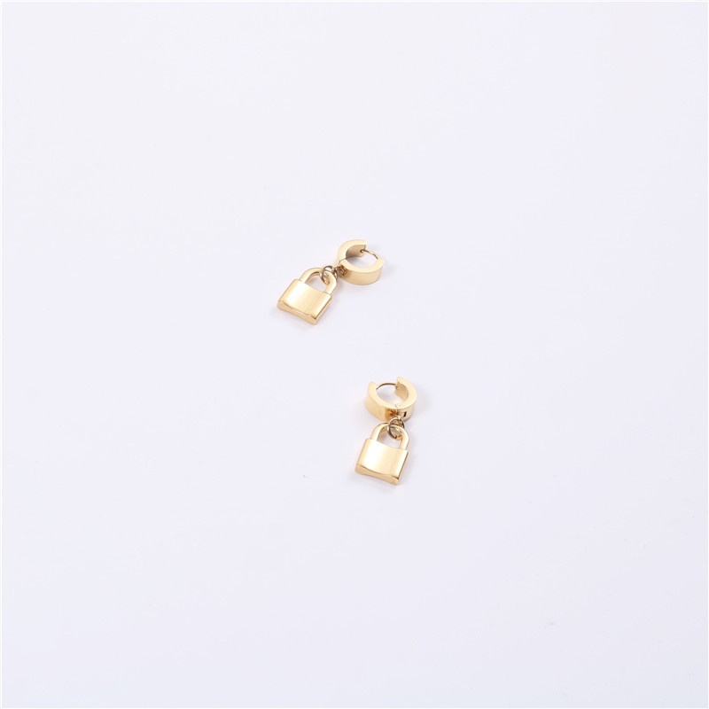 Personality Lock Earrings Titanium Steel 18k Gold Plated Earrings Ins Female