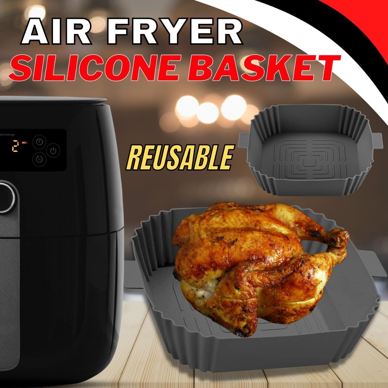 Silicone Air Fryer Tray Basket Liners Pot, Air Fryer Silicone Pot Basket Liners Non-Stick Safe Oven Baking Tray Accessories, Air Fryer Silicone Basket Liners Square, Reusable Air Fryer Silicone Pots for Food Safe Air Fryers Oven Accessories, Air Fryer Sil