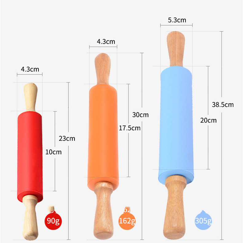 Title 1, Rolling Pin Silicone Rolling Wooden Handle Nood...